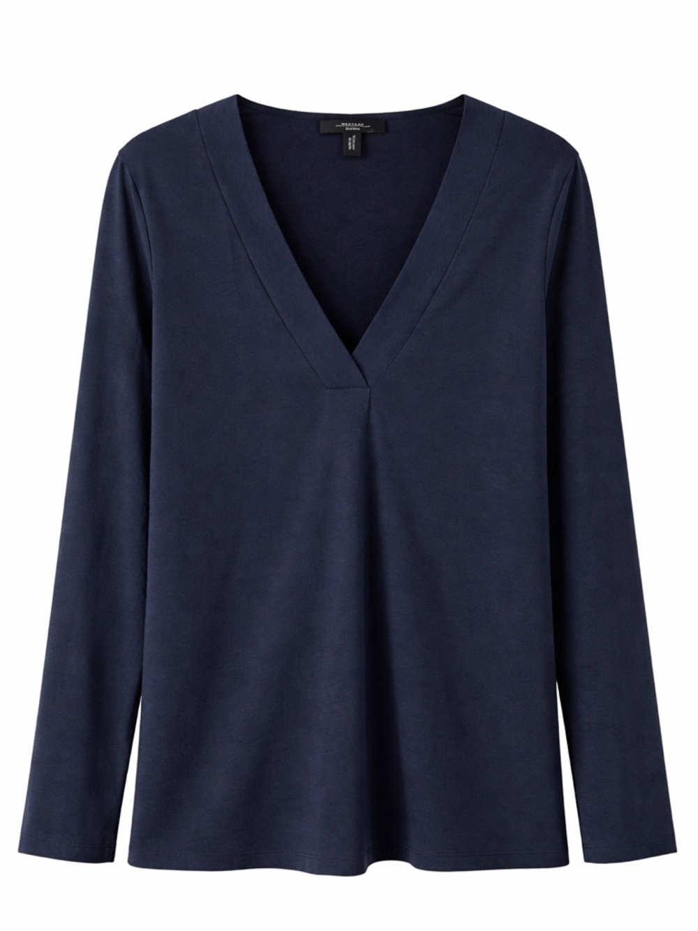WEEKEND MAX MARA Navy Blue V Neck Long Sleeve Top Minimalist Luxury Soft XS
